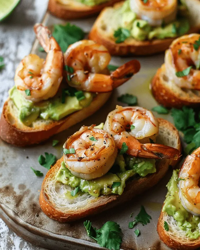 Garlic Shrimp Crostini with Avocado