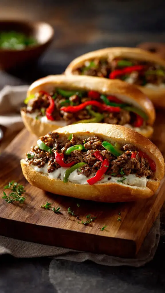 Ground Beef Philly Cheesesteaks