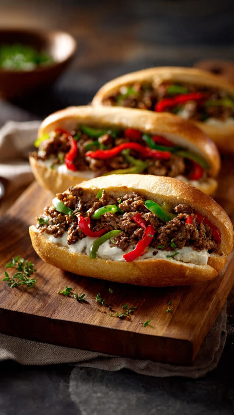Ground Beef Philly Cheesesteaks