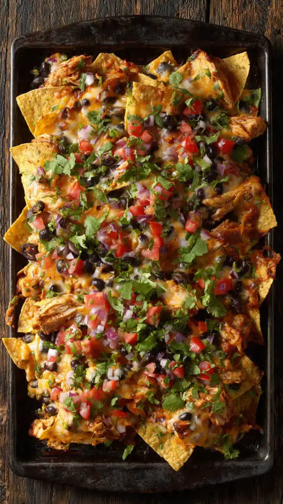 Sheet Pan Chicken and Black Bean Nachos