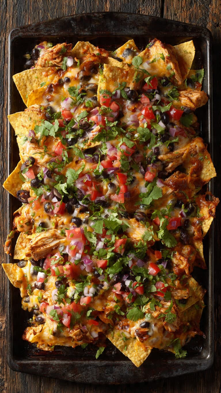 Sheet Pan Chicken and Black Bean Nachos