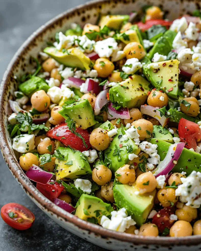 Chickpea Feta Avocado Salad