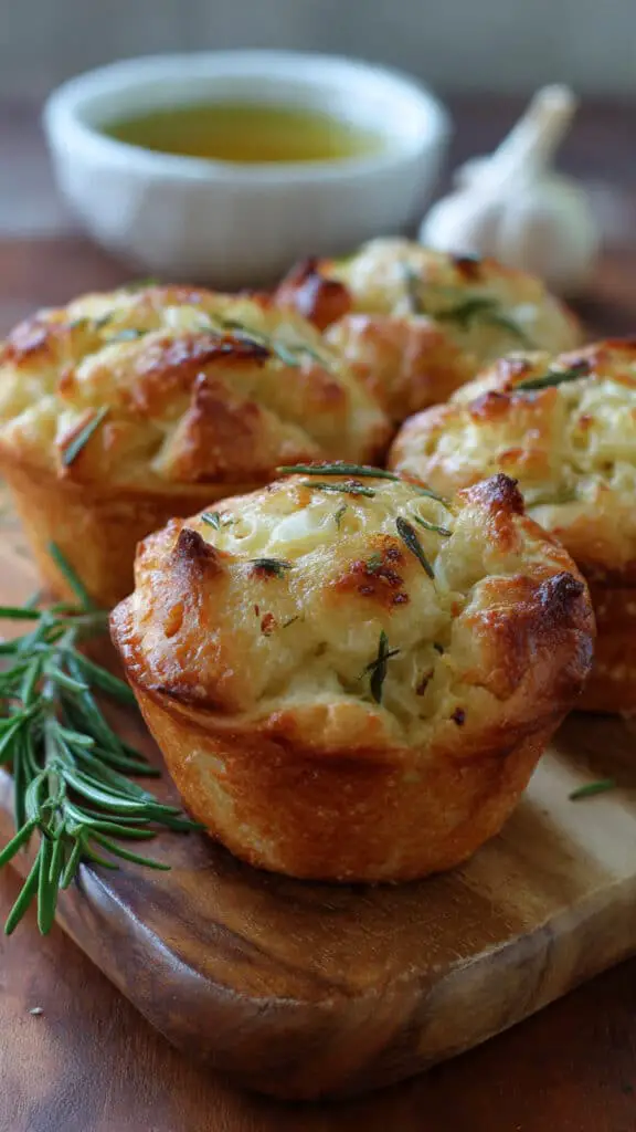 Garlic Rosemary Focaccia Muffins