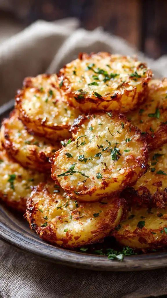 Crispy Garlic Parmesan Crusted Potatoes