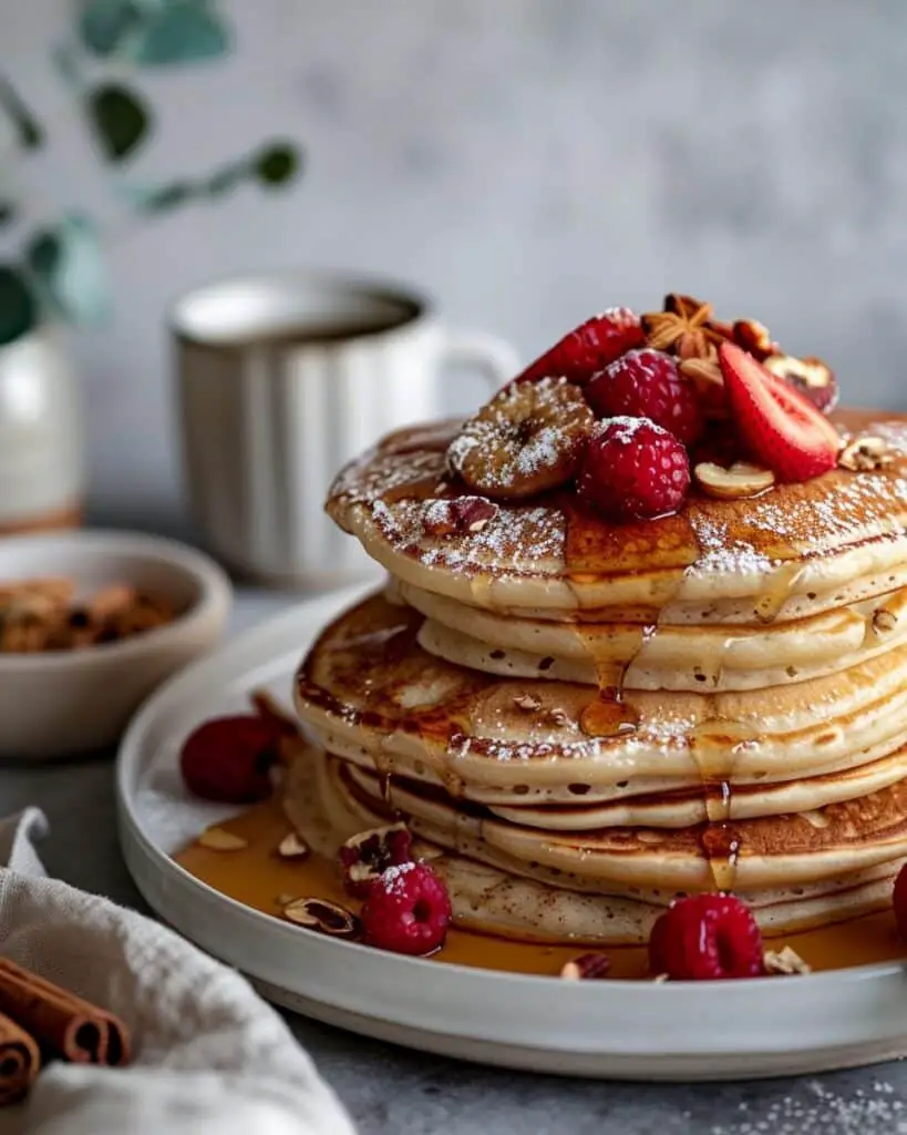 Fluffy Maple Cinnamon Pancakes