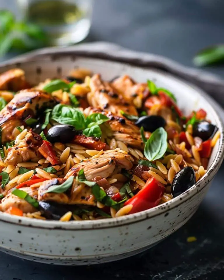 High Protein Mediterranean Chicken Orzo