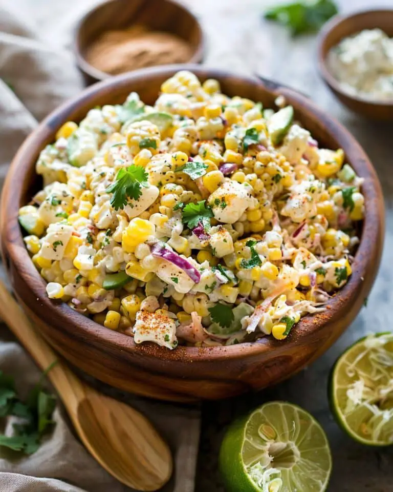 Creamy Mexican Street Corn Coleslaw with Lime & Cotija