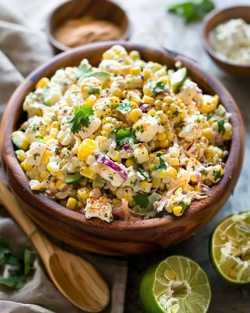 Creamy Mexican Street Corn Coleslaw with Lime & Cotija