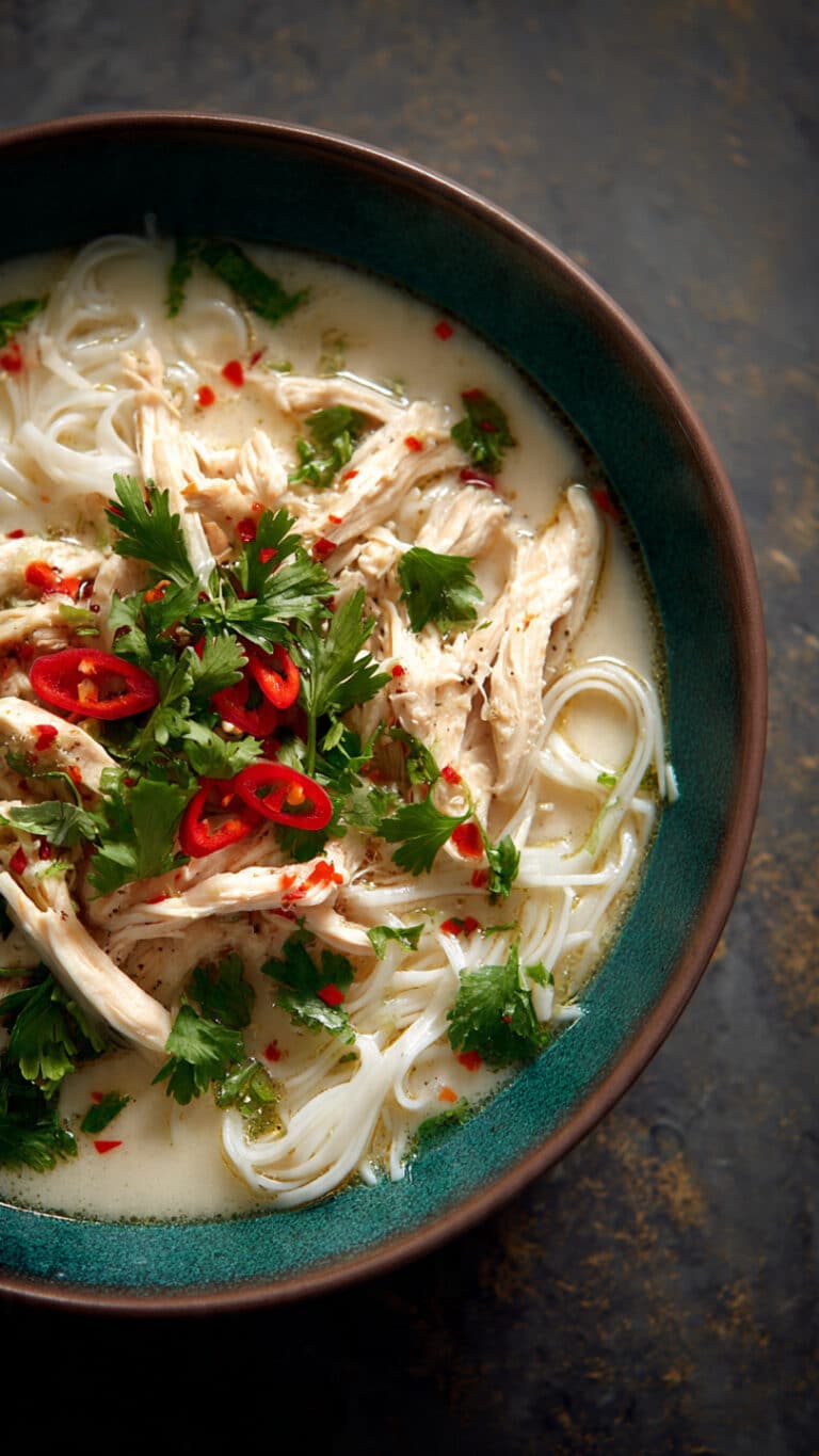 Thai Chicken Coconut Noodle Soup in 30 Minutes