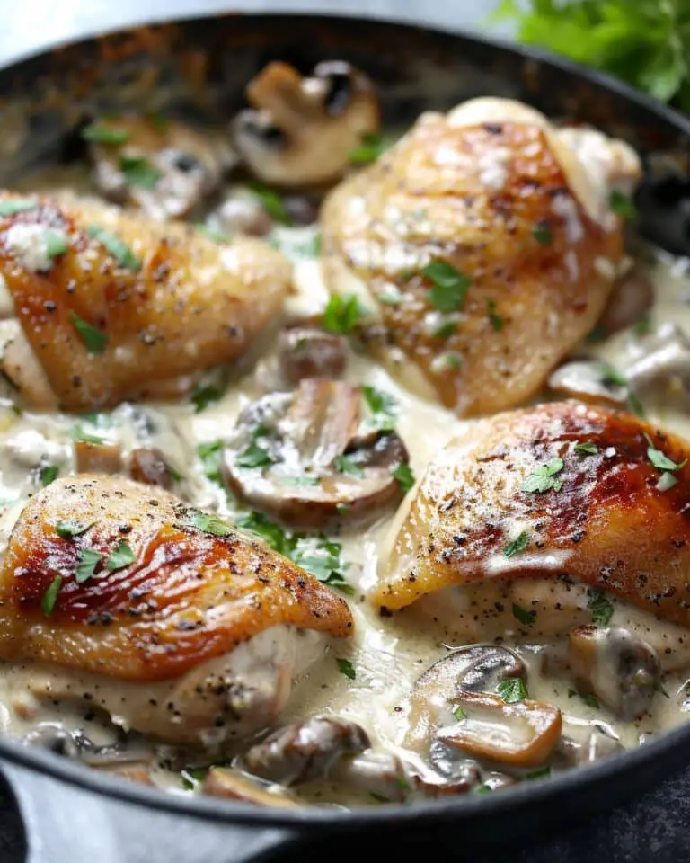 Creamy Garlic Mushroom Chicken Thighs