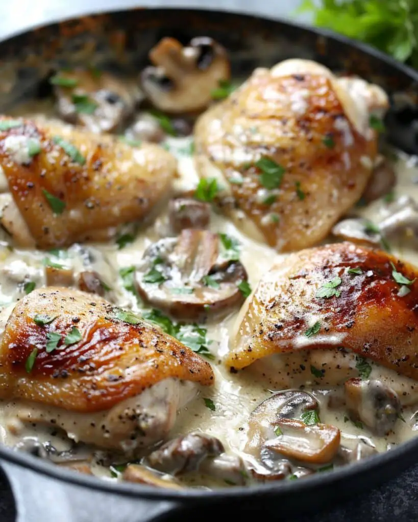 Creamy Garlic Mushroom Chicken Thighs