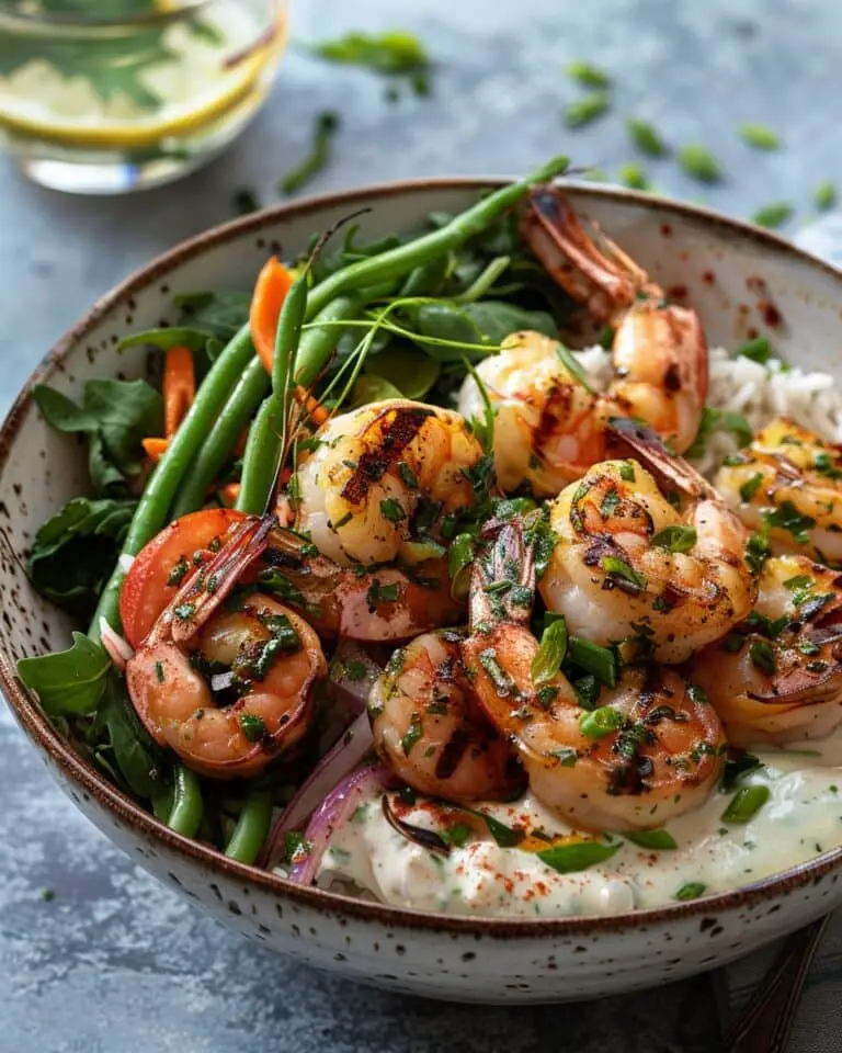 Grilled Shrimp Bowl with Creamy Garlic Sauce