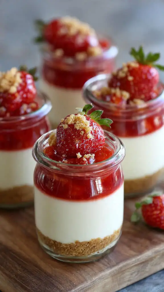 Healthy No-Bake Strawberry Lemon Cheesecake Jars