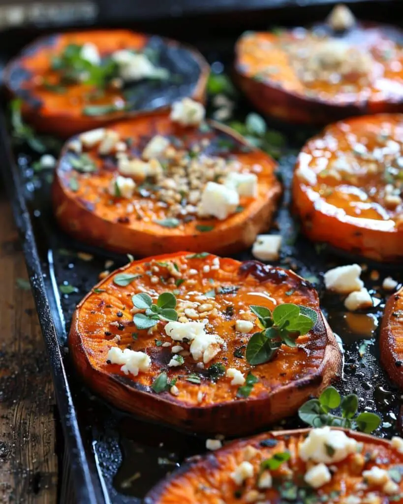 Roasted Sweet Potato Rounds with Honey & Feta
