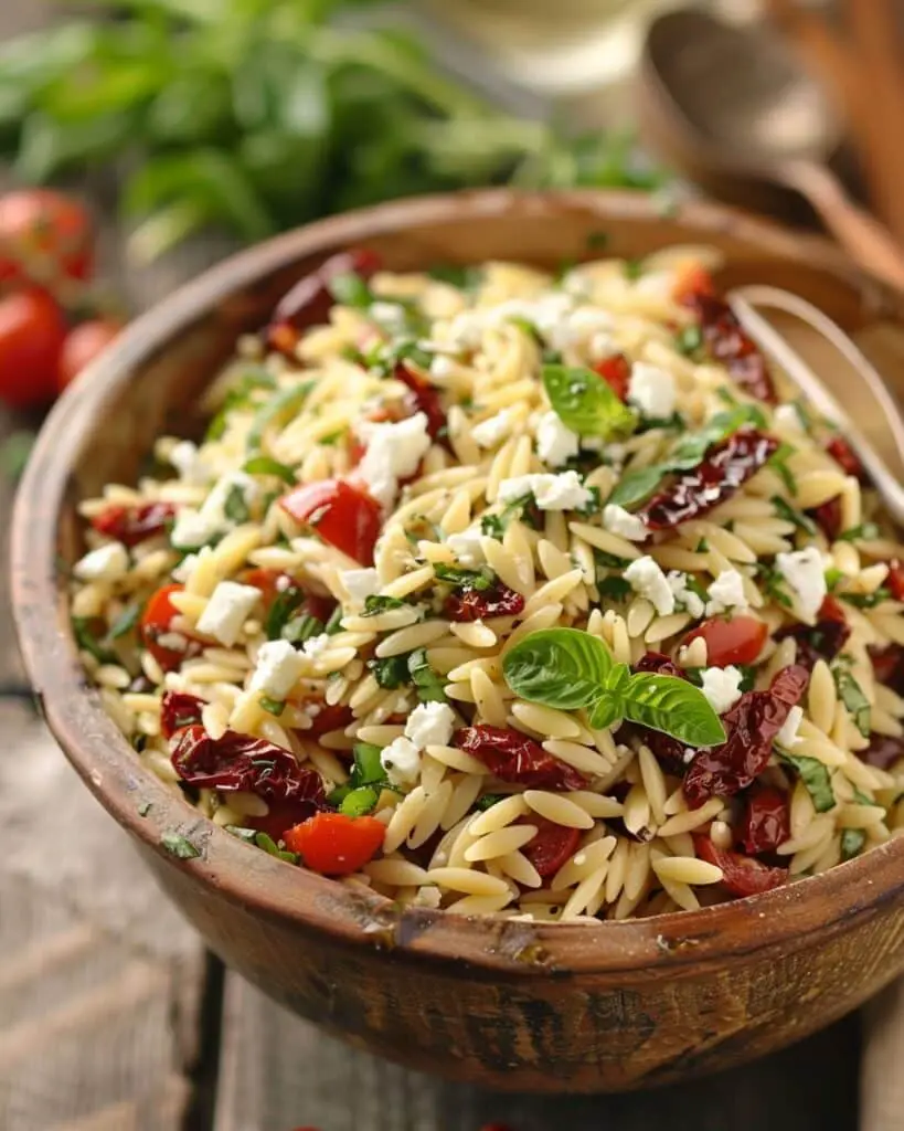Perfect Orzo Pasta Salad With Feta And Sun Dried Tomatoes