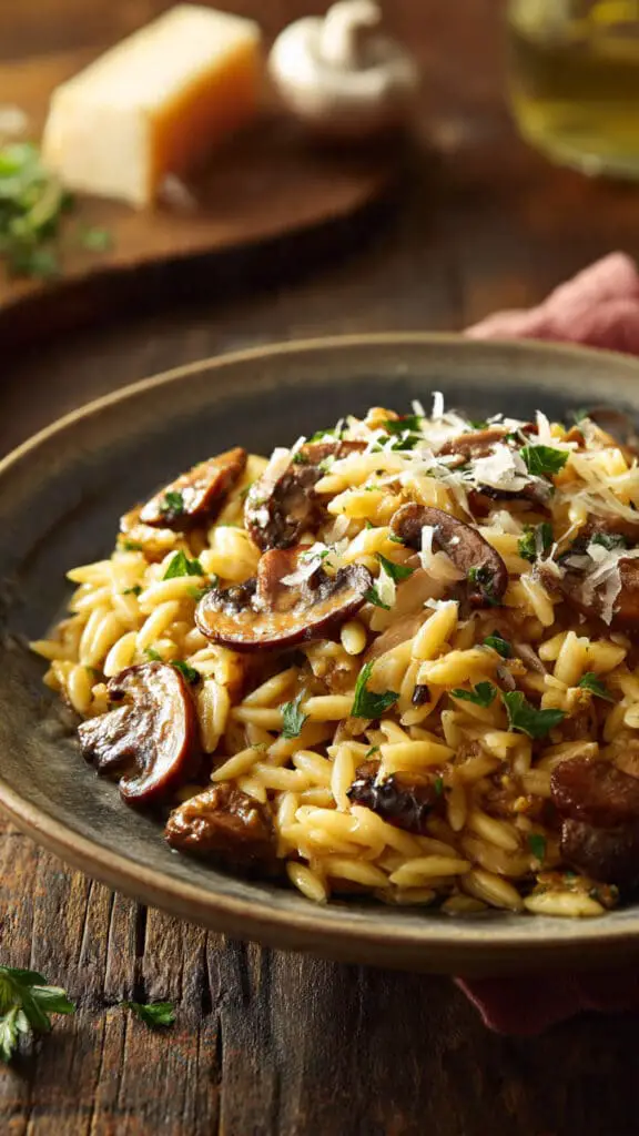 Savory Orzo with Mushrooms