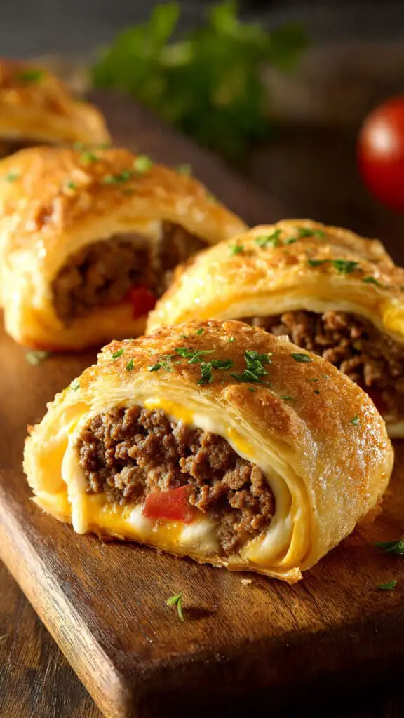 Easy Garlic Butter Beef Cheeseburger Rollups