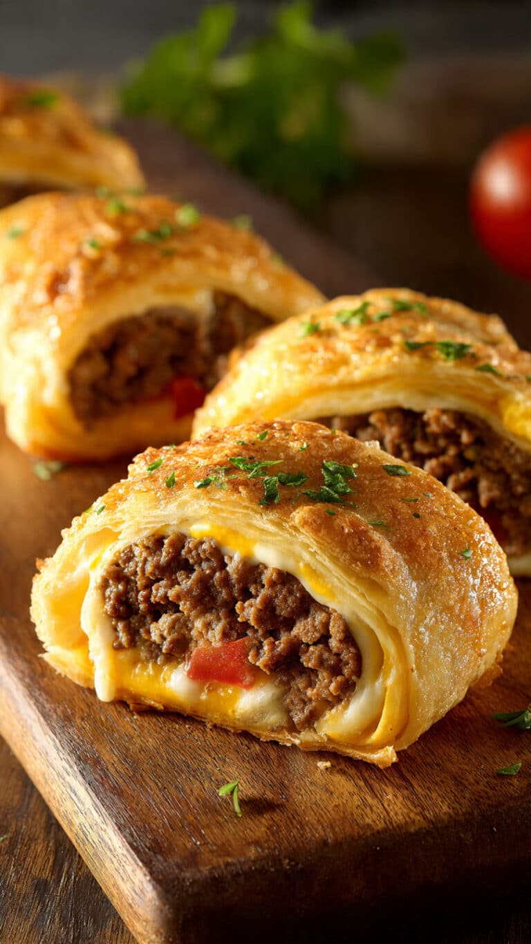 Easy Garlic Butter Beef Cheeseburger Rollups
