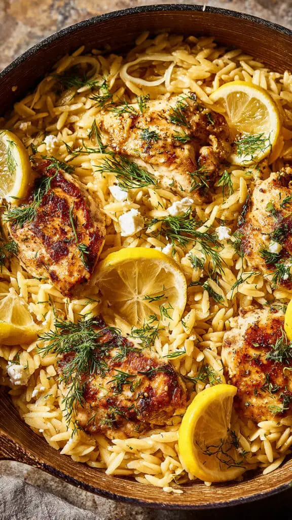 Lemon-Feta Chicken and Orzo