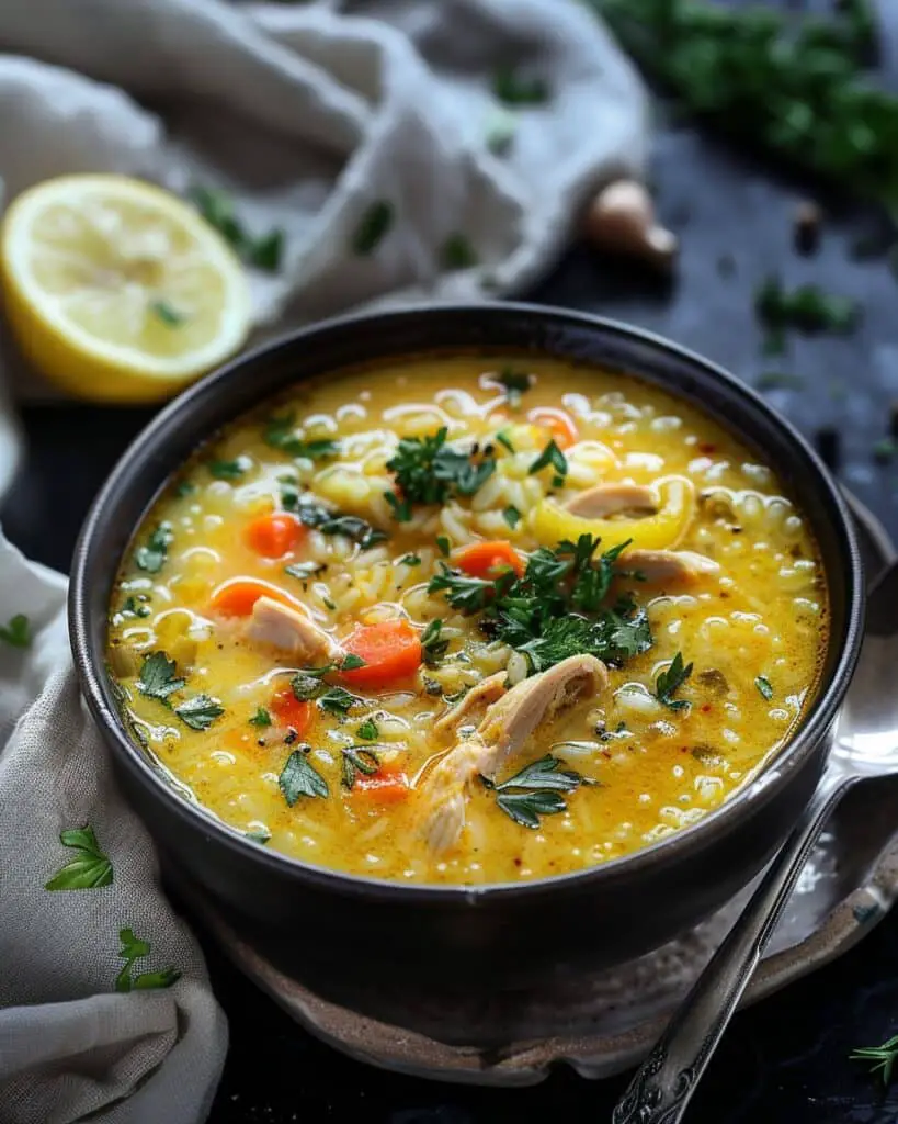 Lemon Ginger Turmeric Chicken And Rice Soup