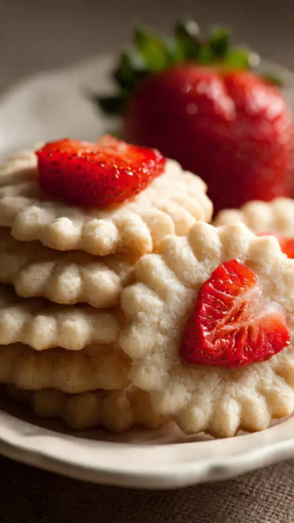 Sweet Shortbread Cookies With Fresh Strawberry Flavor