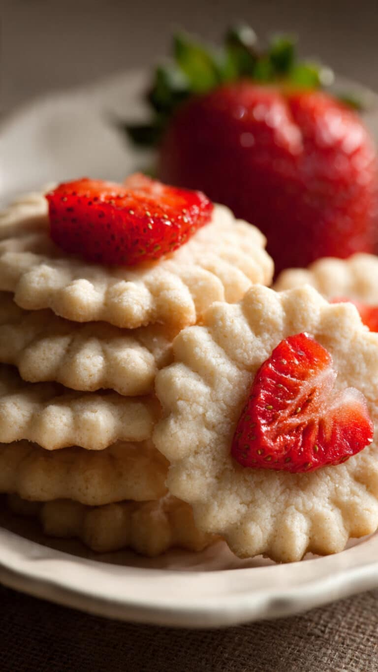 Sweet Shortbread Cookies With Fresh Strawberry Flavor