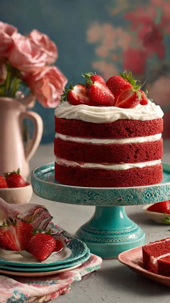 Red Velvet Strawberry Cake
