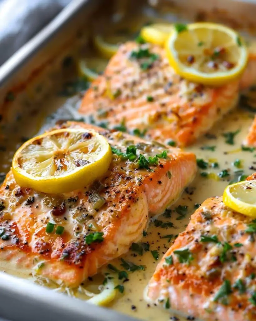 Creamy Lemon Garlic Salmon Piccata