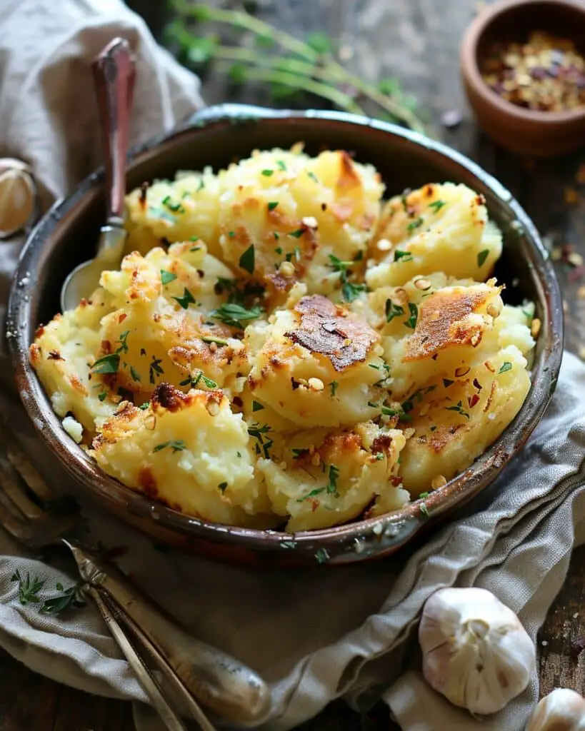 Crispy Garlic Smashed Potatoes (Easy Side Dish)