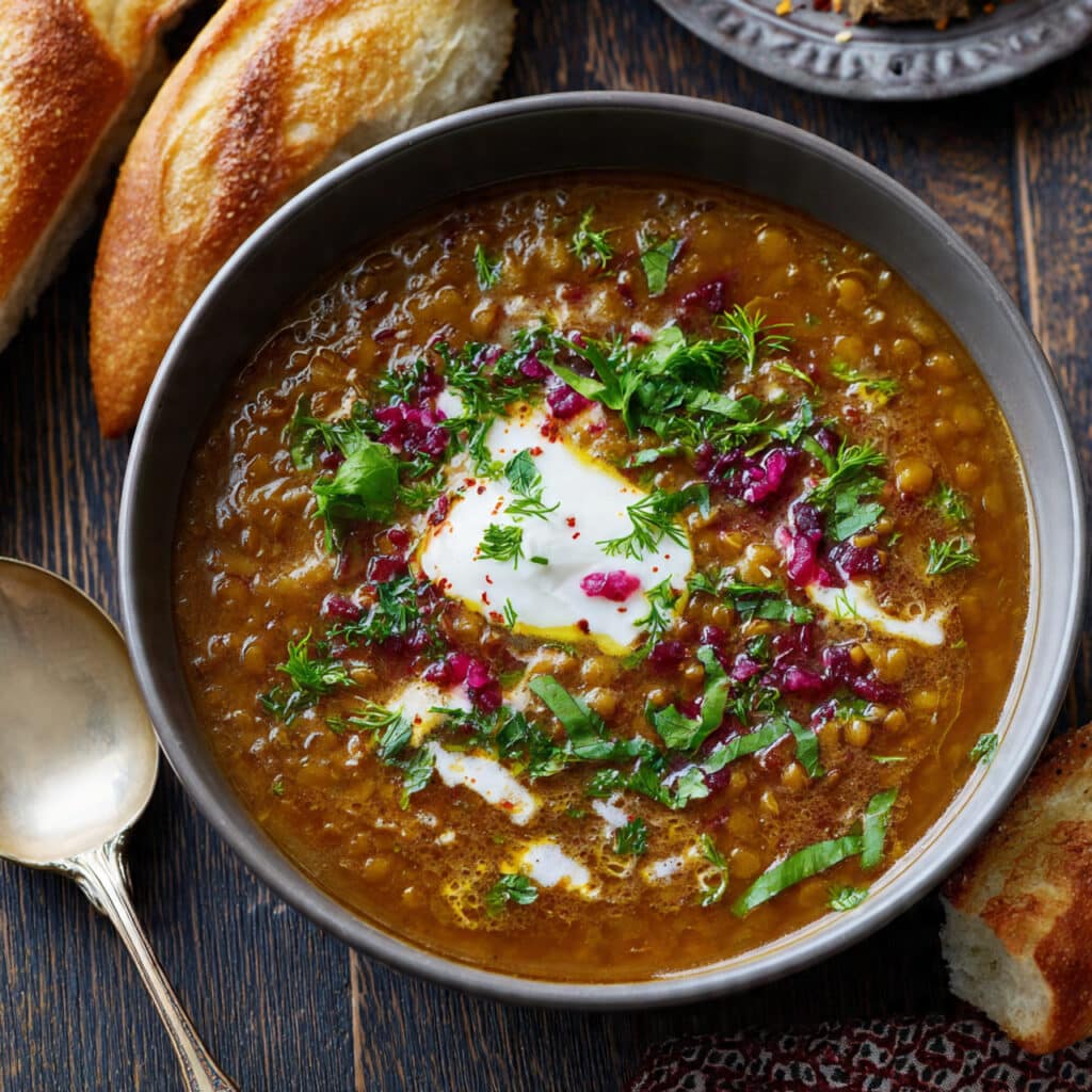 Persian Lentil and Beet Soup