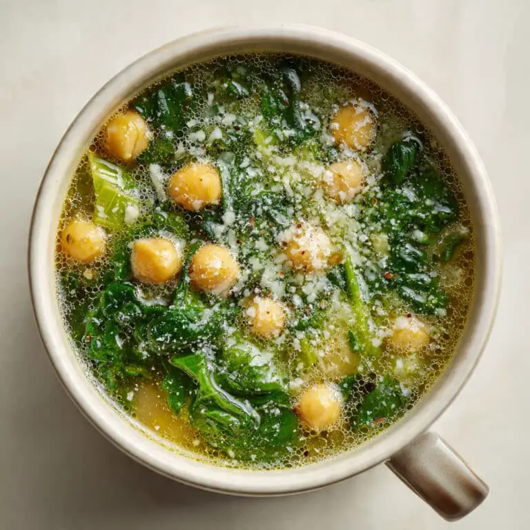 Garlic Chickpea Spinach Soup with Lemon and Pecorino