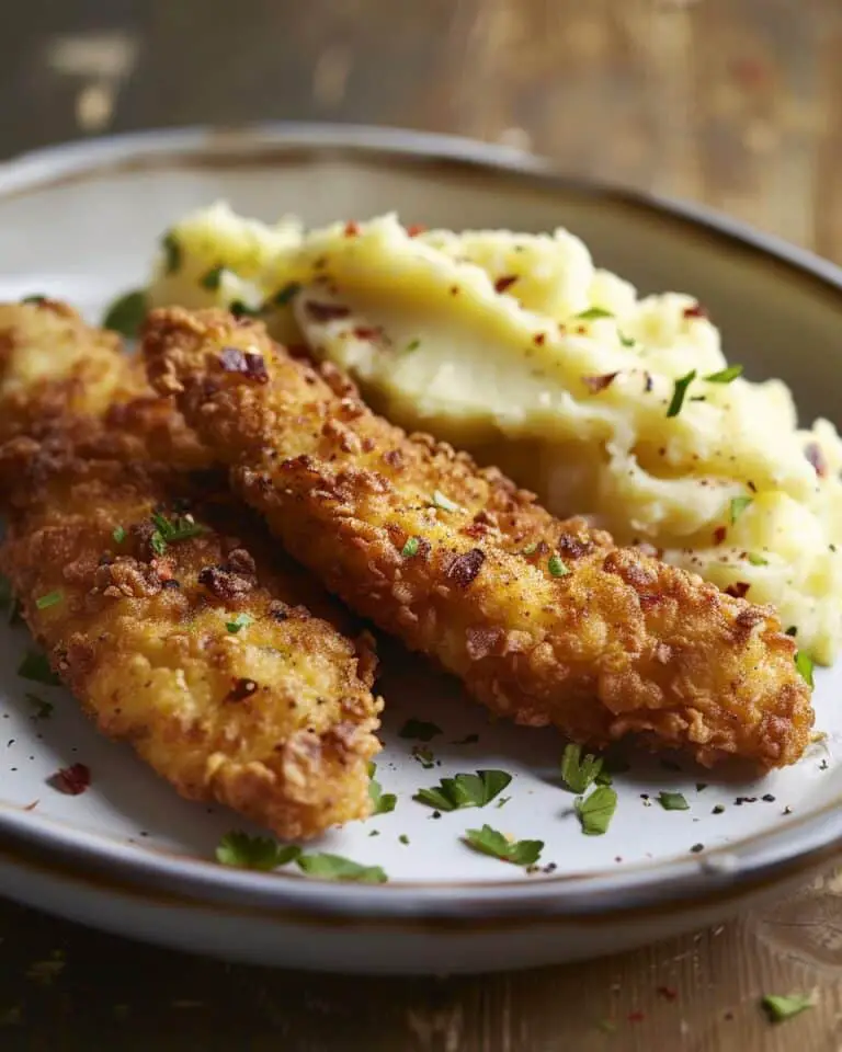 Crispy Chicken Tenders with Mashed Potatoes
