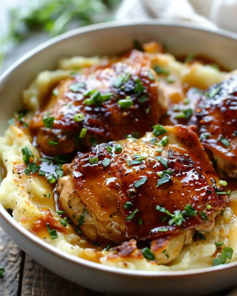 Chipotle Honey Chicken Thighs Packed with Protein & Smoked Gouda Mashed Potatoes for Creamy Goodness
