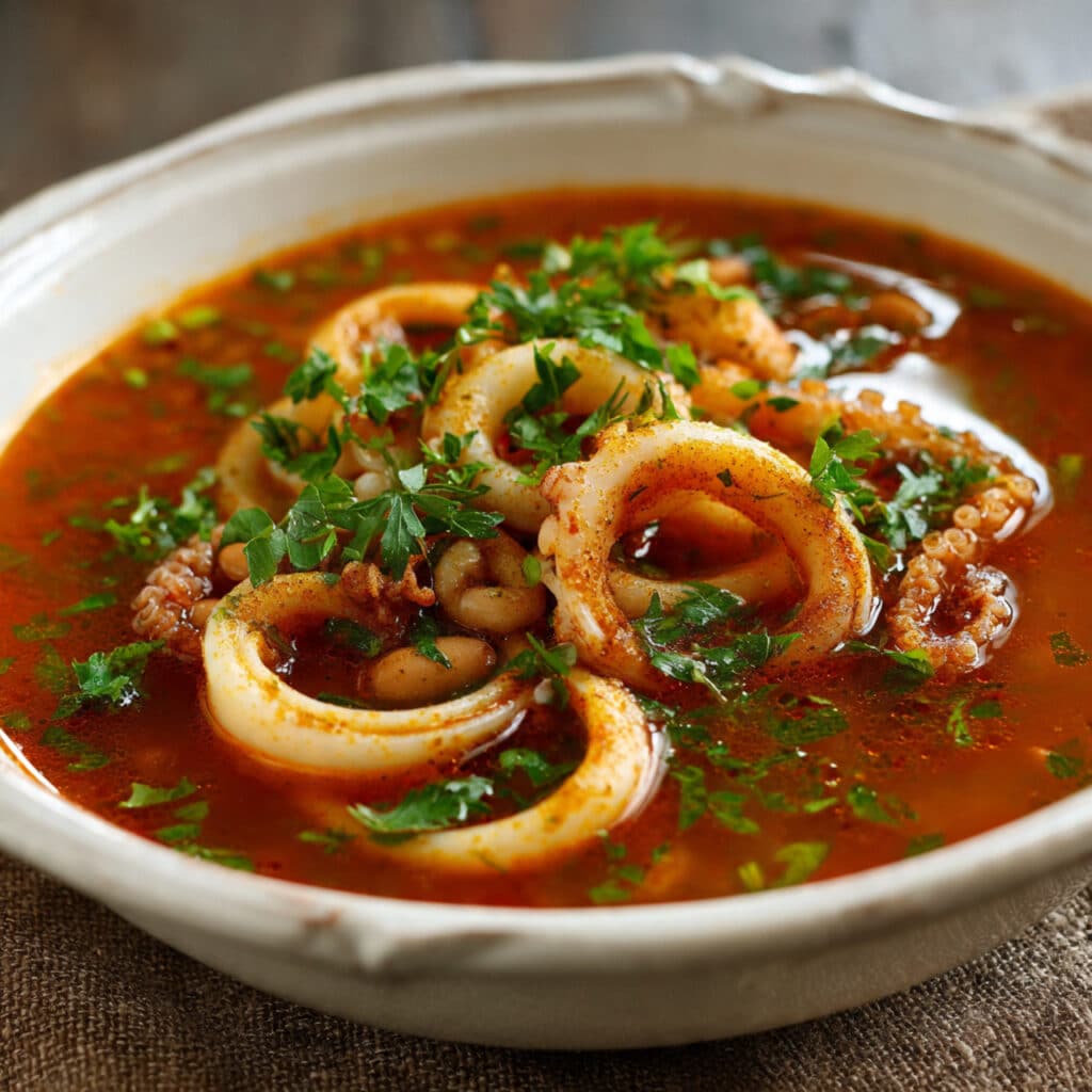 Spicy Calamari and Bean Soup