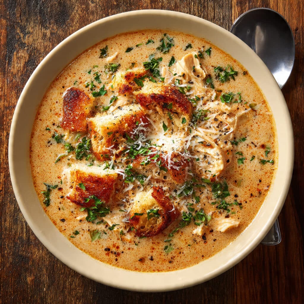 Crock Pot Creamy Chicken Parmesan Soup