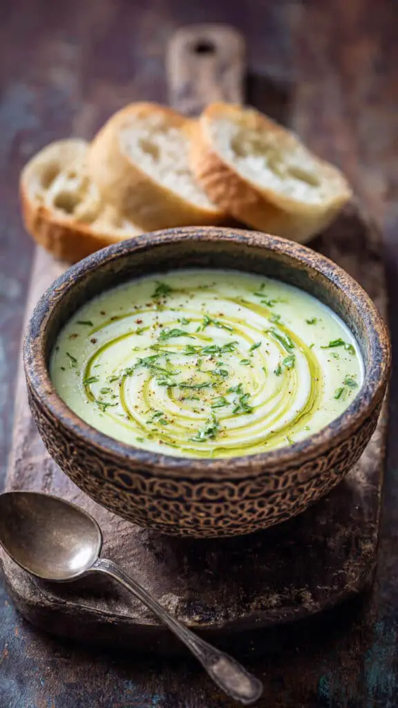 Green Olive Soup with Olive Oil