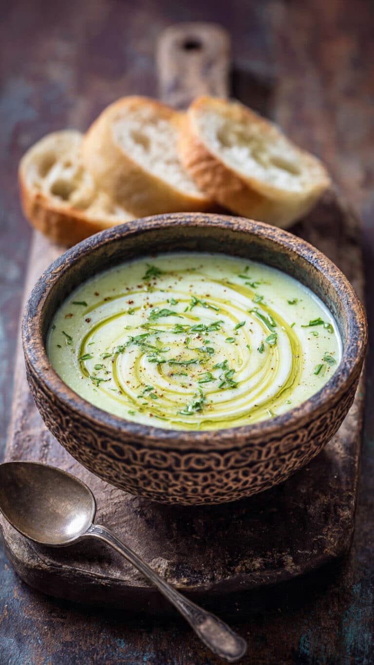 Green Olive Soup with Olive Oil