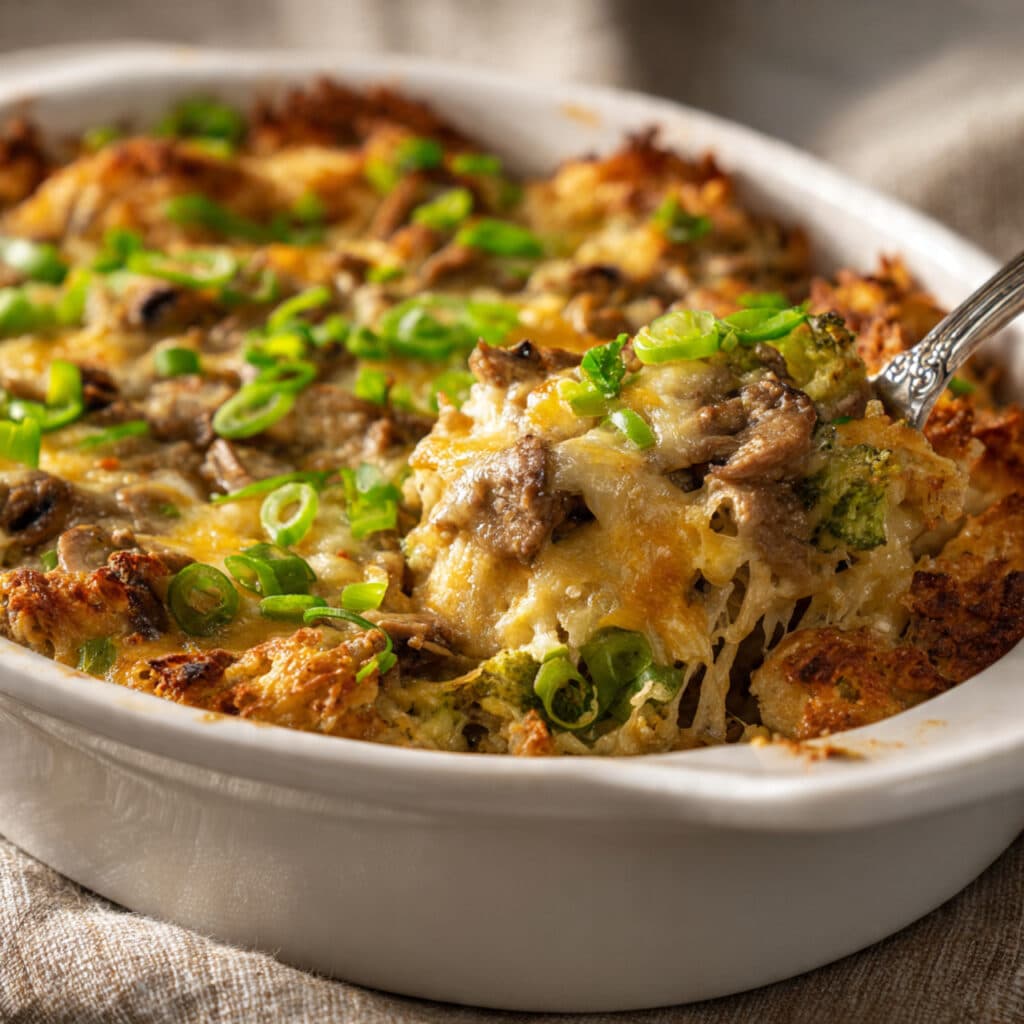 Low Carb Philly Cheesesteak Casserole