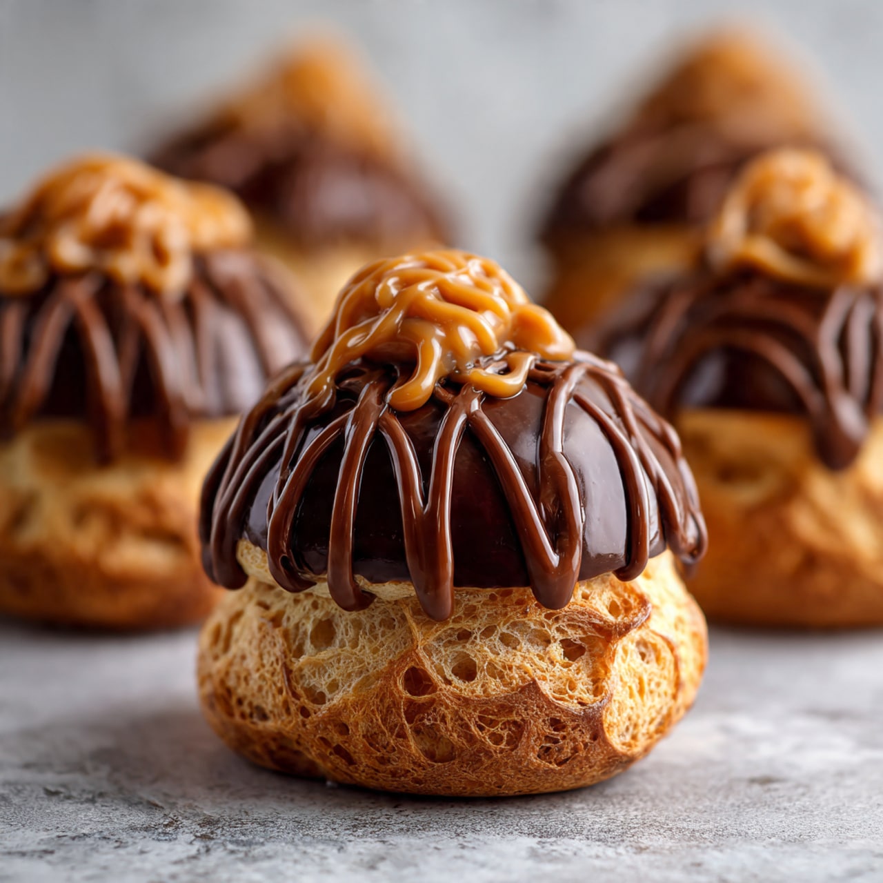 Chocolate Caramel Choux Buns