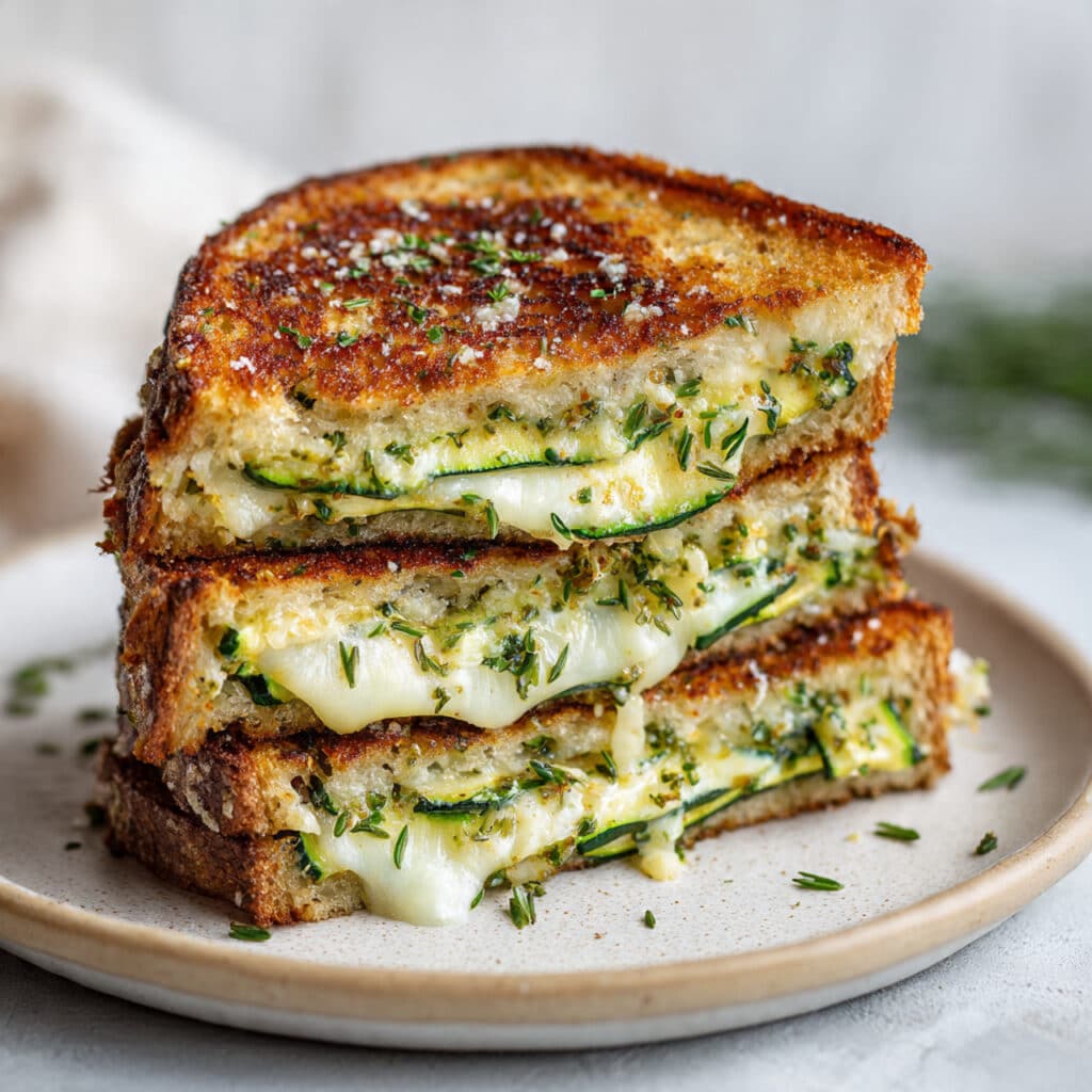 Crispy Zucchini Grilled Cheese with Garlic Butter