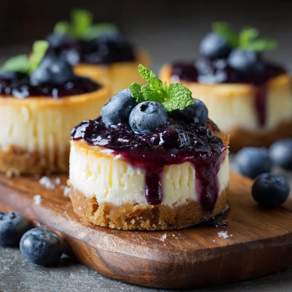 Juicy Mini Lemon Blueberry Cheesecakes