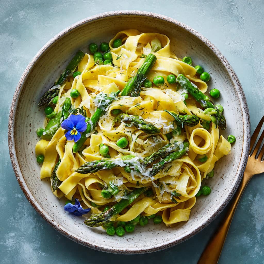 Tagliatelle with Asparagus & Peas