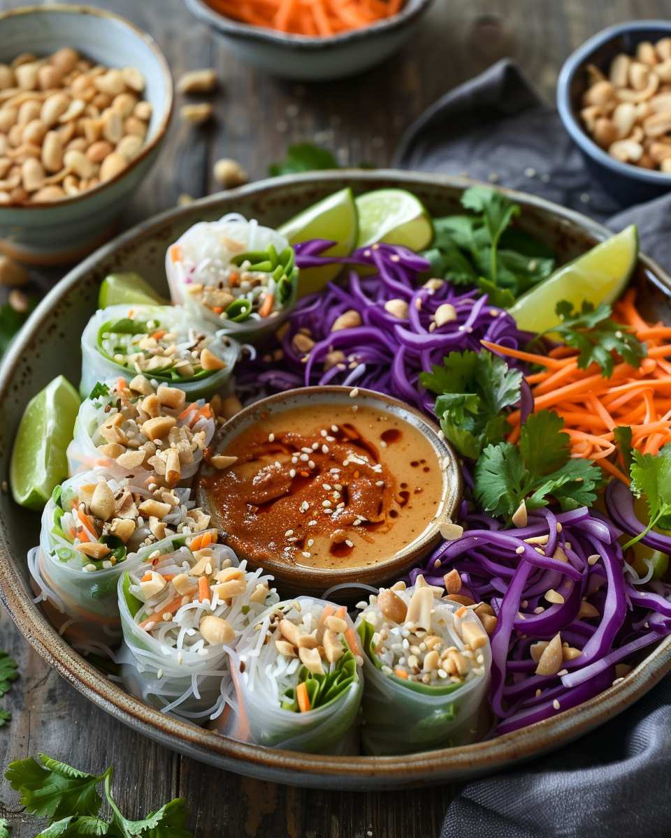 Refreshing Spring Roll Salad with Peanut Dressing