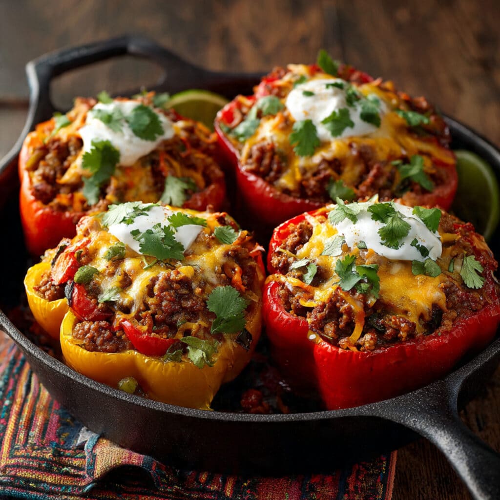 Beef Taco Stuffed Bell Peppers