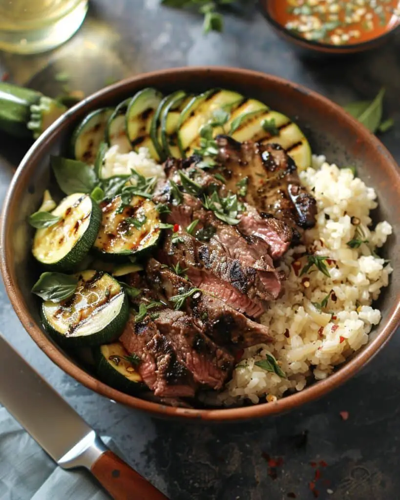 Cozy Grilled Steak Bowl with Zucchini