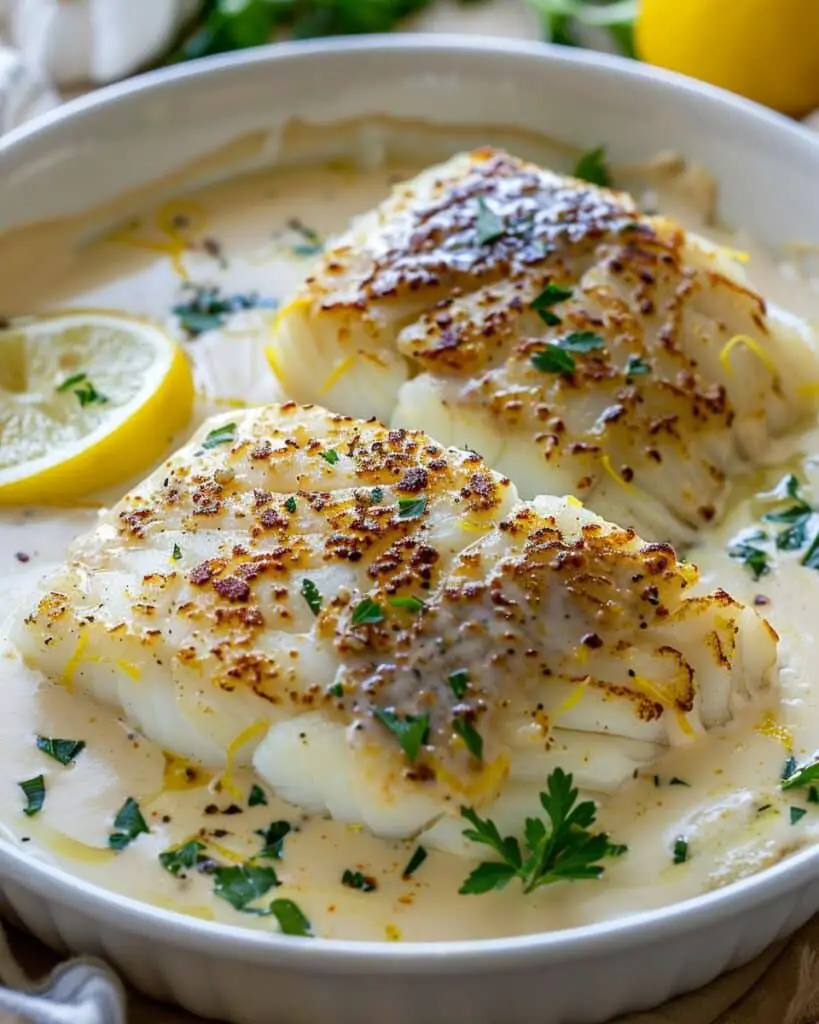 Baked Cod in Coconut Lemon Cream Sauce