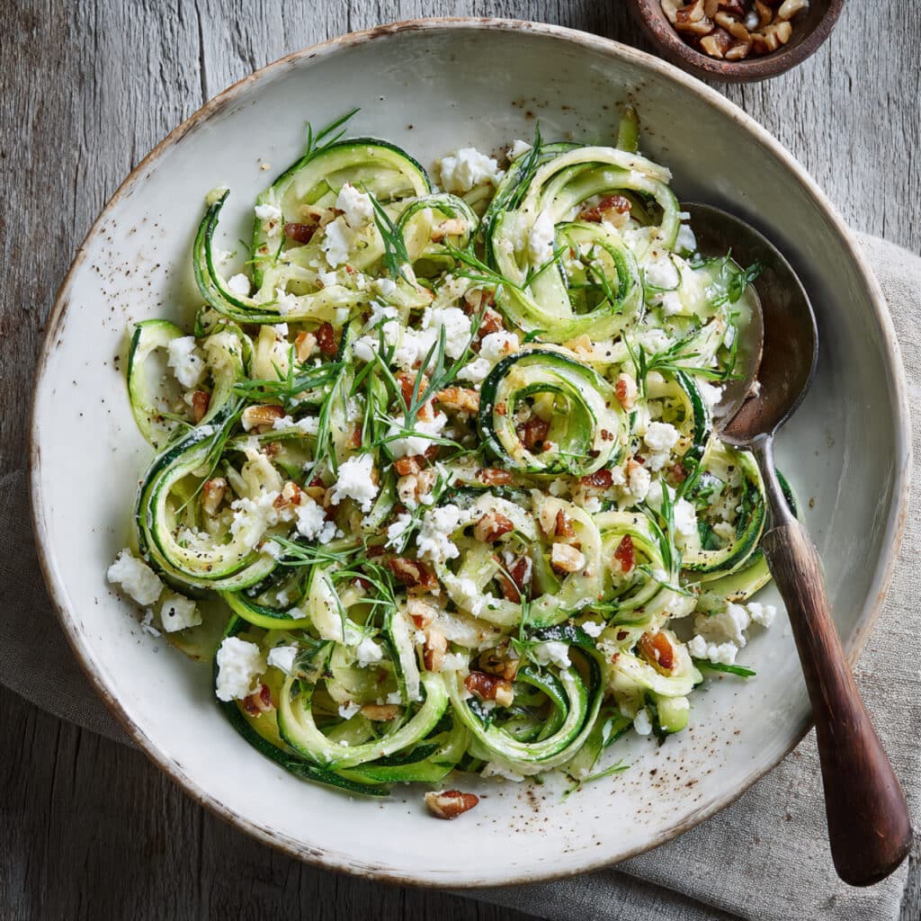 Raw Zucchini Salad with Creamy Feta Dressing