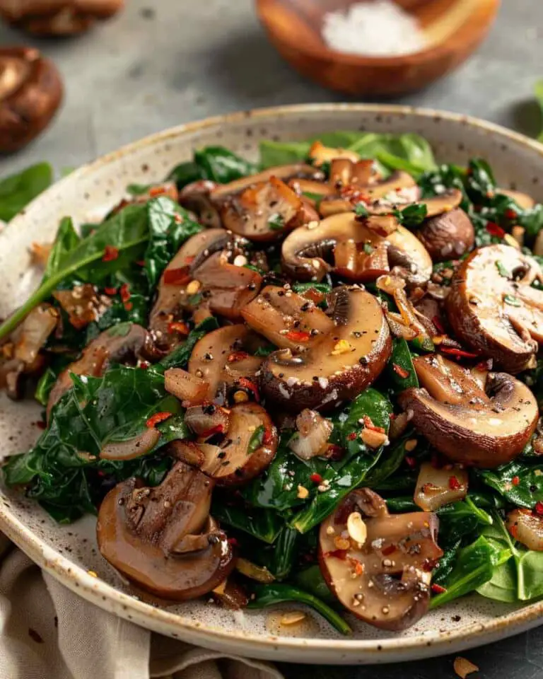 Warm Mushroom & Spinach Salad