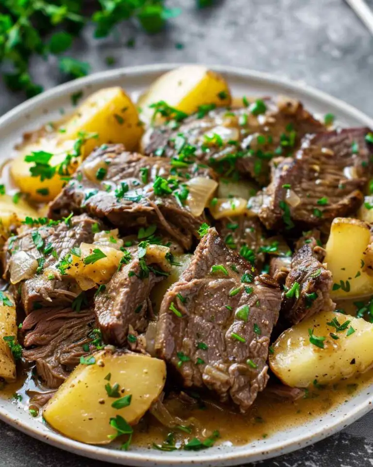 Slow Cooker Garlic Butter Beef with Potatoes