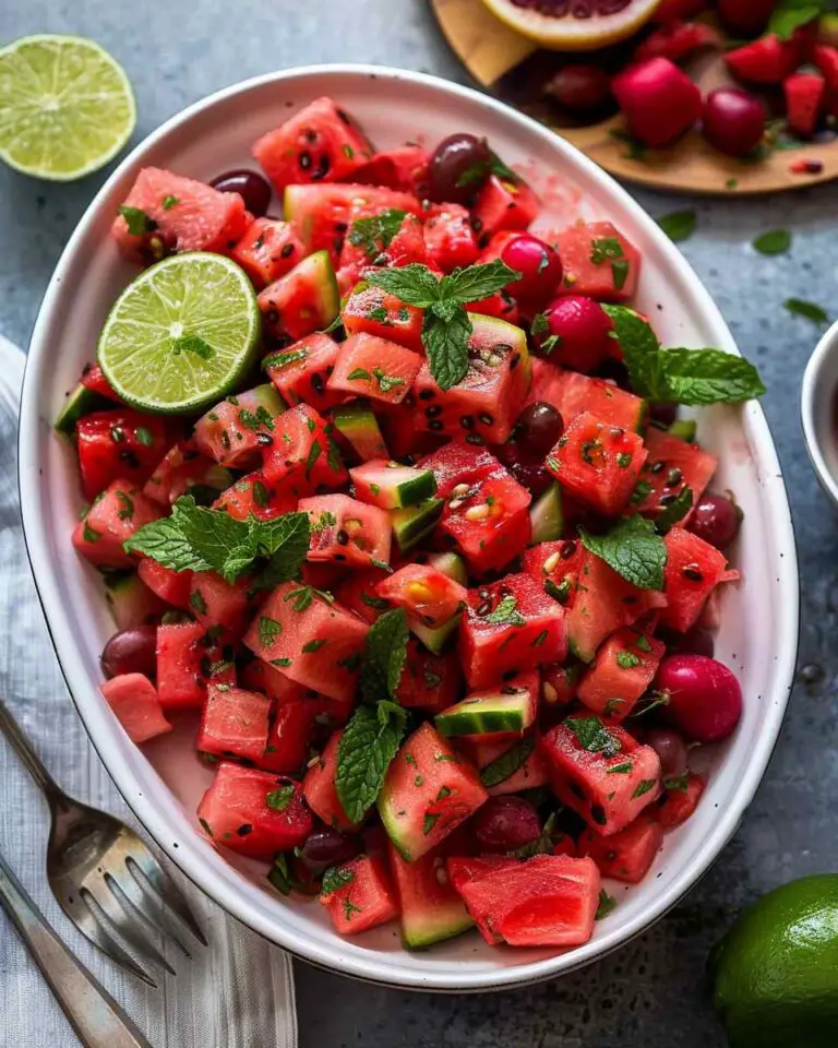 Watermelon Fruit Salad with Lime Mint Dressing